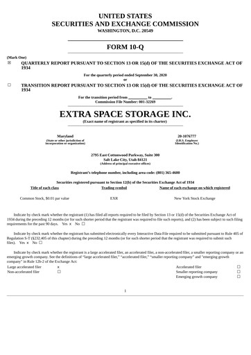 Thumbnail Extra Space Storage
 Quarterly Report 2020-q3