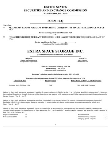 Thumbnail Extra Space Storage
 Quarterly Report 2024-q1