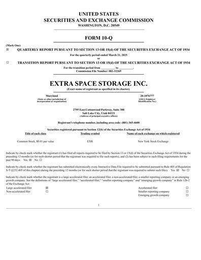 Thumbnail Extra Space Storage
 Quarterly Report 2025-q1