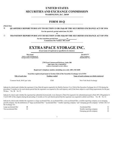 Thumbnail Extra Space Storage
 Quarterly Report 2025-q2