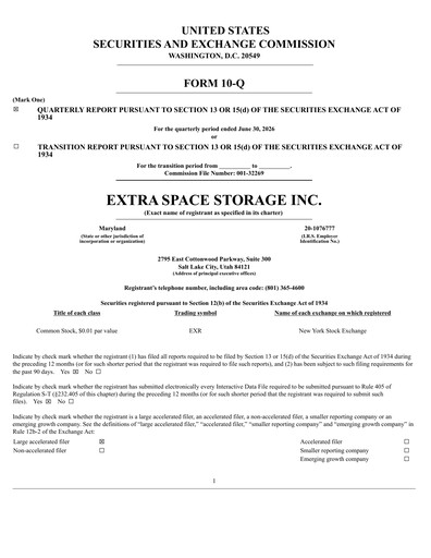 Thumbnail Extra Space Storage
 Quarterly Report 2026-q2