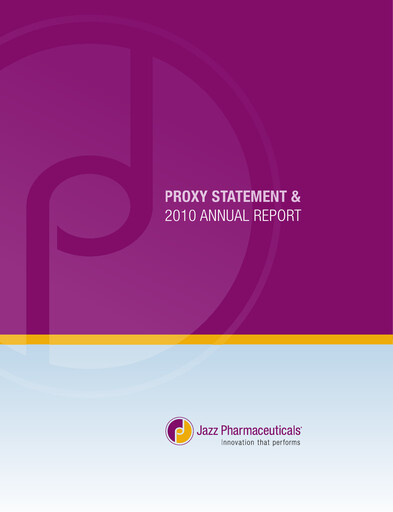Thumbnail Jazz Pharmaceuticals Annual Report 2010