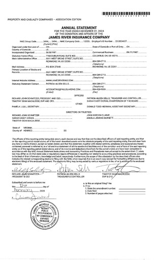 Miniature James River Group Bilan financier 2024