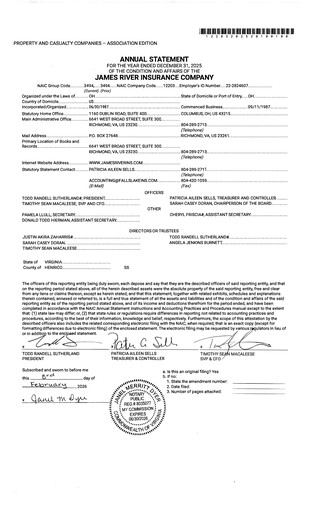 Miniature James River Group Bilan financier 2025