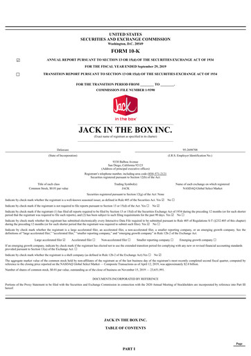 Thumbnail Jack in the Box
 Annual Report 2019