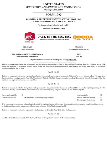 Thumbnail Jack in the Box
 Quarterly Report 2017-q2