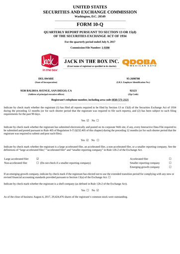Thumbnail Jack in the Box
 Quarterly Report 2017-q3