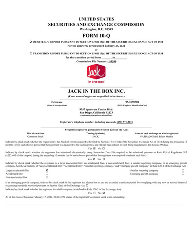 Thumbnail Jack in the Box
 Quarterly Report 2022-q1