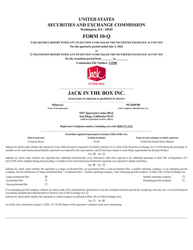 Thumbnail Jack in the Box
 Quarterly Report 2026-q3