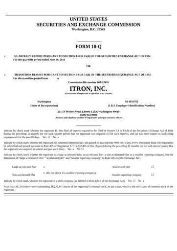 Thumbnail Itron
 Quarterly Report 2016-q2