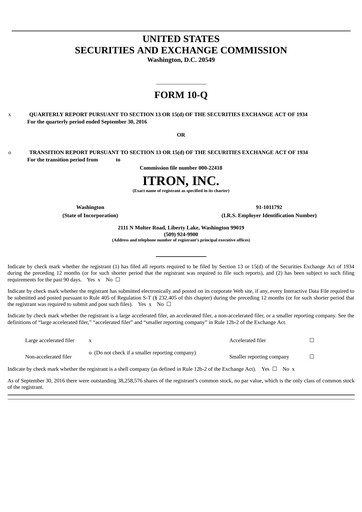 Thumbnail Itron
 Quarterly Report 2016-q3