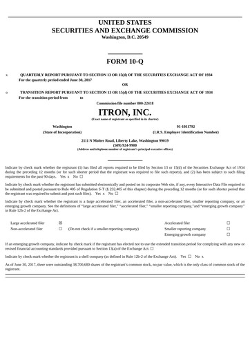 Thumbnail Itron
 Quarterly Report 2017-q2