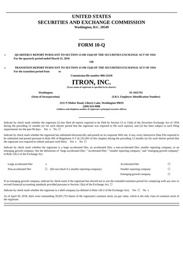 Thumbnail Itron
 Quarterly Report 2018-q1