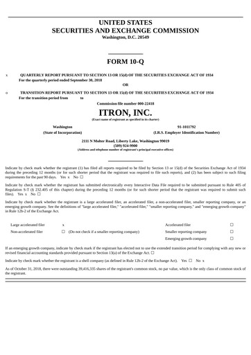 Thumbnail Itron
 Quarterly Report 2018-q3