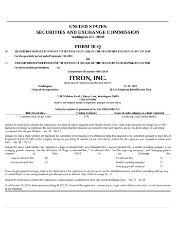 Thumbnail Itron
 Quarterly Report 2021-q3