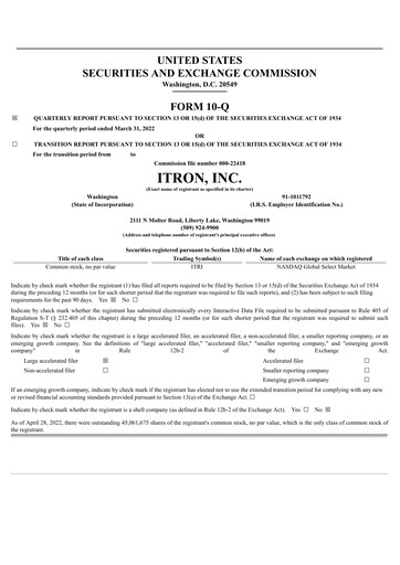 Thumbnail Itron
 Quarterly Report 2022-q1