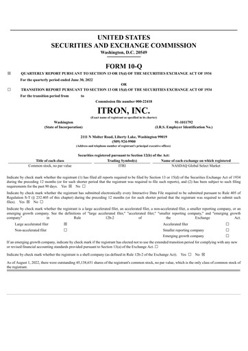 Thumbnail Itron
 Quarterly Report 2022-q2