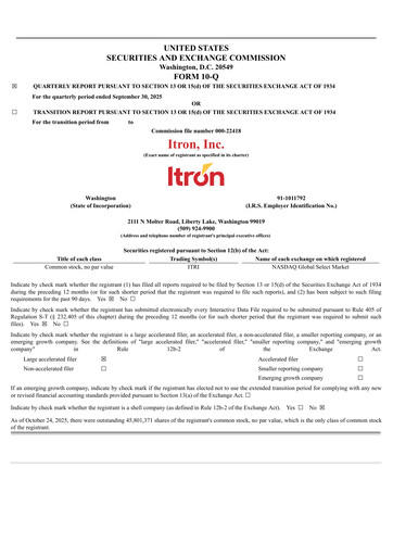 Thumbnail Itron
 Quarterly Report 2025-q3