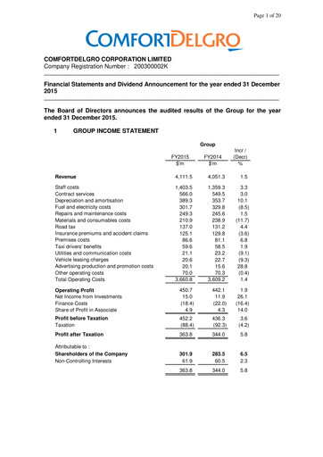 Thumbnail ComfortDelGro Financial Statement 2015