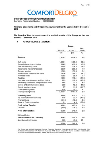 Thumbnail ComfortDelGro Financial Statement 2018
