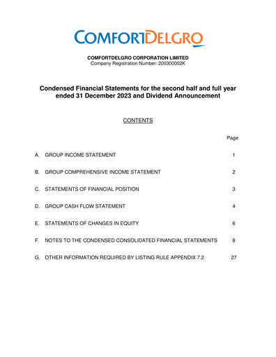 Thumbnail ComfortDelGro Financial Statement 2023