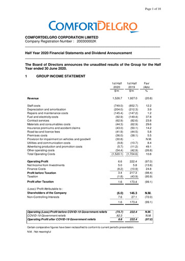 Thumbnail ComfortDelGro Half-year Report 2020-h1