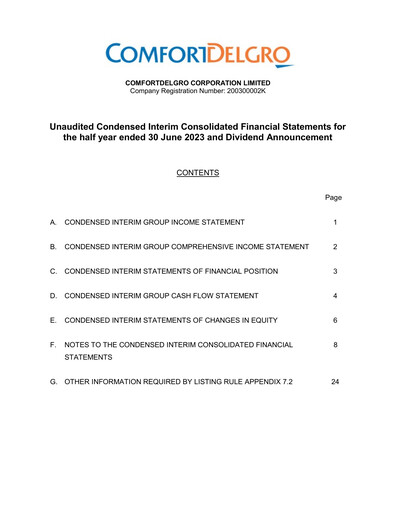 Thumbnail ComfortDelGro Half-year Report 2023-h1