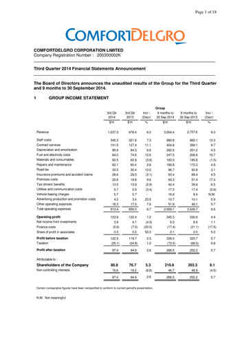 Thumbnail ComfortDelGro Quarterly Report 2014-q3