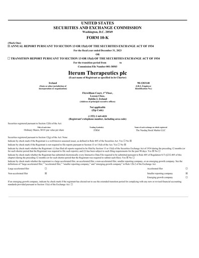 Miniature Iterum Therapeutics Rapport annuel 2023