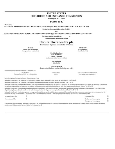 Miniature Iterum Therapeutics Rapport annuel 2024