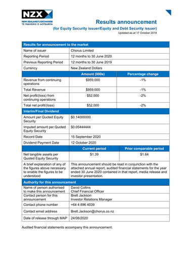 Thumbnail Chorus Financial Report 2020