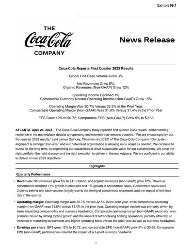 Thumbnail Coca-Cola Quarterly Report 2023-q1