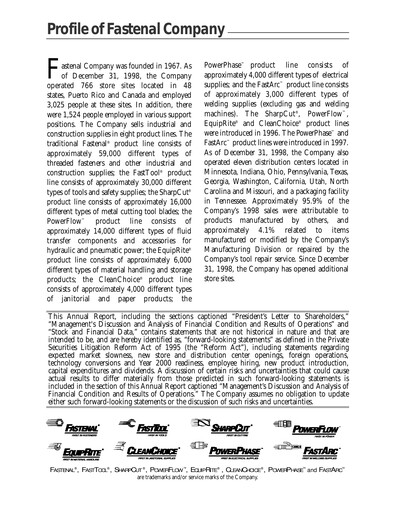 Thumbnail Fastenal Annual Report 1998