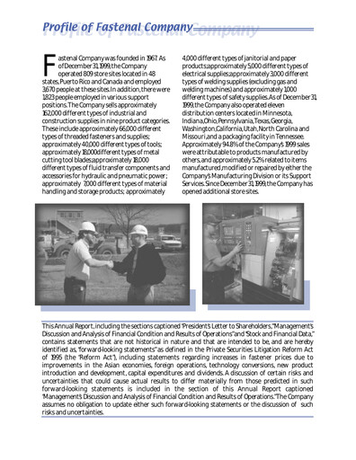 Thumbnail Fastenal Annual Report 1999