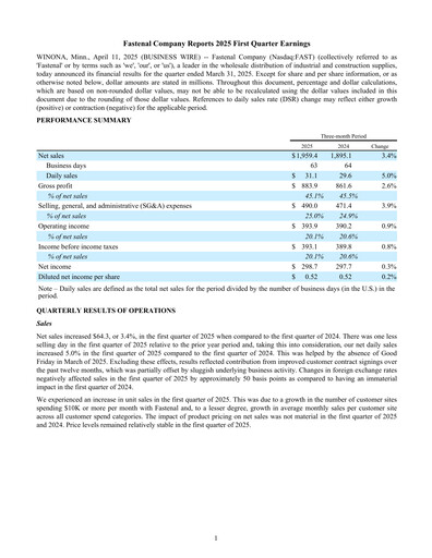 Thumbnail Fastenal Quarterly Report 2025-q1