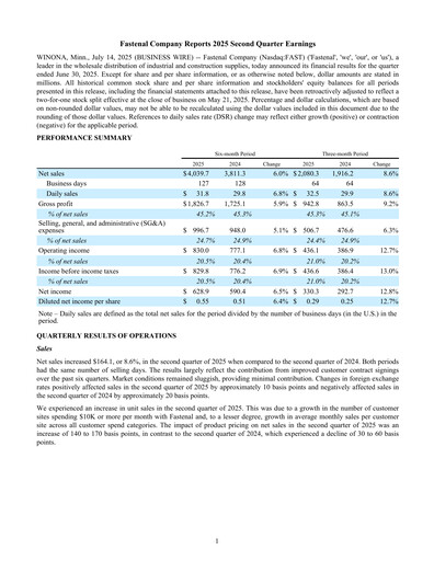 Thumbnail Fastenal Quarterly Report 2025-q2