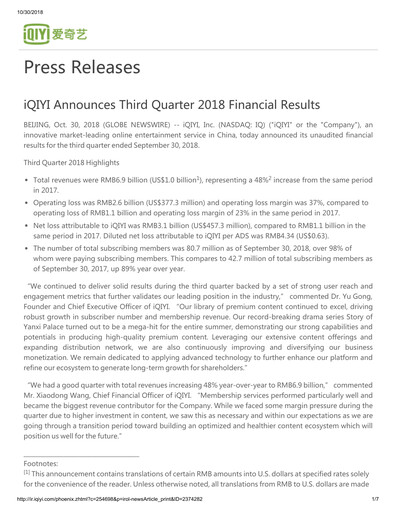 Thumbnail iQIYI Quarterly Report 2018-q3