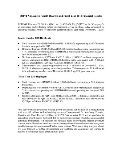 Thumbnail iQIYI Quarterly Report 2018-q4