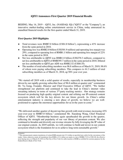 Thumbnail iQIYI Quarterly Report 2019-q1