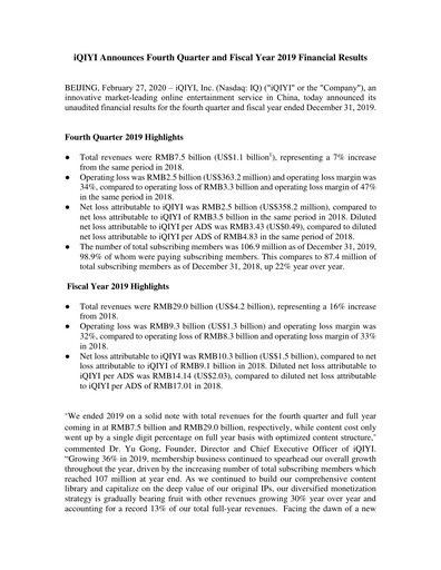 Thumbnail iQIYI Quarterly Report 2019-q4