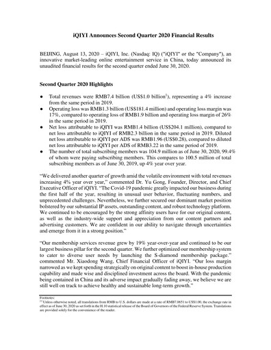 Thumbnail iQIYI Quarterly Report 2020-q2