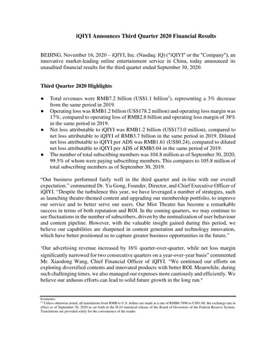Thumbnail iQIYI Quarterly Report 2020-q3