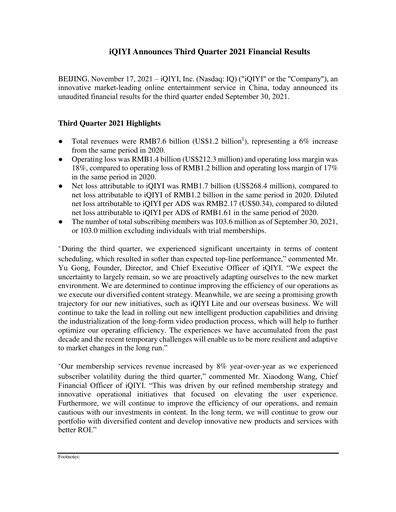 Thumbnail iQIYI Quarterly Report 2021-q3