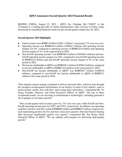 Thumbnail iQIYI Quarterly Report 2023-q2