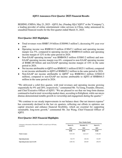 Thumbnail iQIYI Quarterly Report 2025-q1