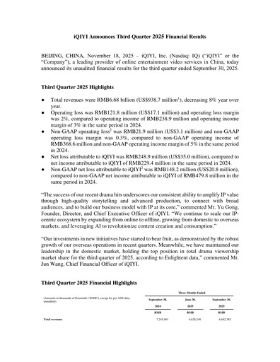 Thumbnail iQIYI Quarterly Report 2025-q3