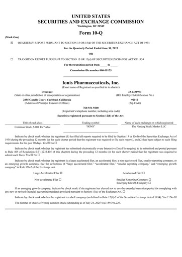 Thumbnail Ionis Pharmaceuticals
 Quarterly Report 2025-q2