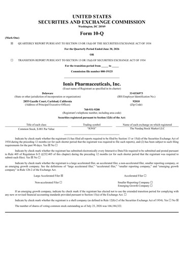 Thumbnail Ionis Pharmaceuticals
 Quarterly Report 2026-q2
