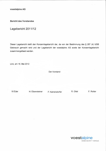 Thumbnail Voestalpine Financial Report 2012