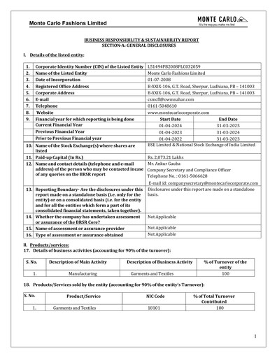 Thumbnail Monte Carlo Fashions ESG Report 2024-2025